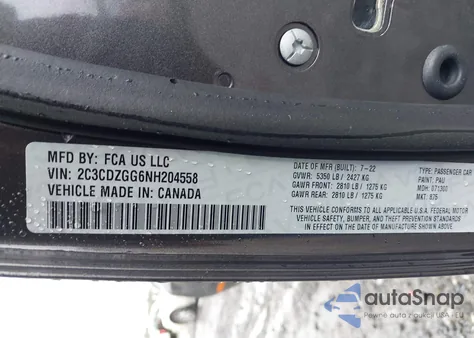 2022 Dodge Challenger Sxt Awd from USA, damaged, VIN 2C3CDZGG6NH204558